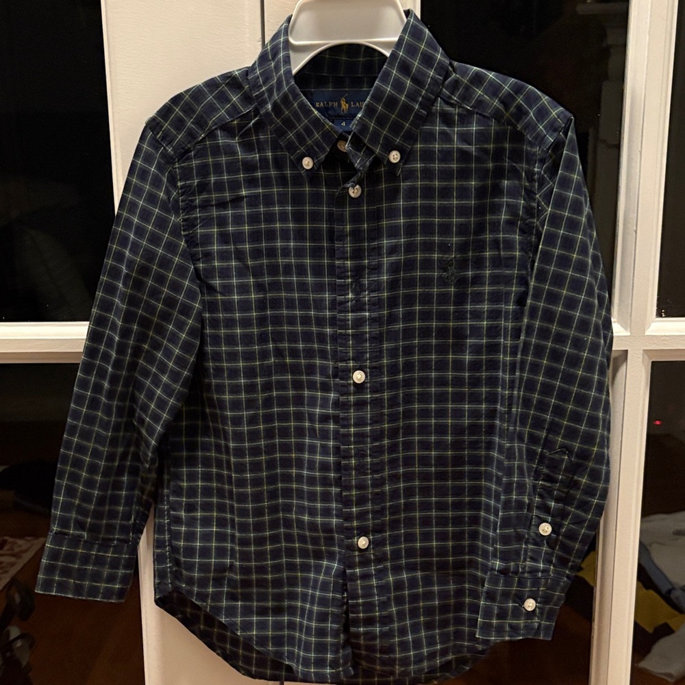 Ralph Lauren Dark Blue Plaid Button Down Shirt
